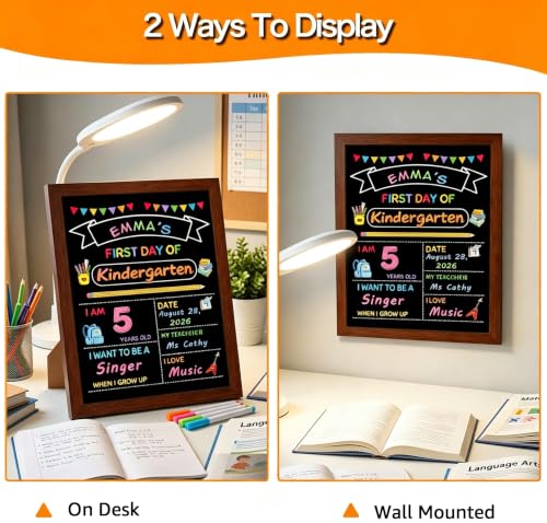 Reusable First Day of School Sign Board with 4 Markers, 13x9.5 Inch