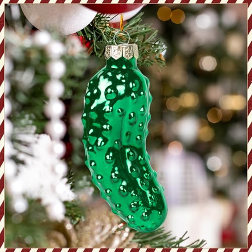 KYCENTA Large German Pickle Ornament - Blown Glass Christmas Pickle for Tree
