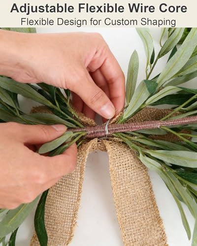 24-Inch Artificial Olive Branch Swag Set, Realistic Farmhouse Greenery