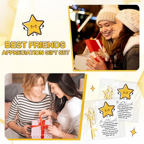 Vesici Star Bottle Opener Keychain Gift Set for Friends - Gold, 15 Pieces