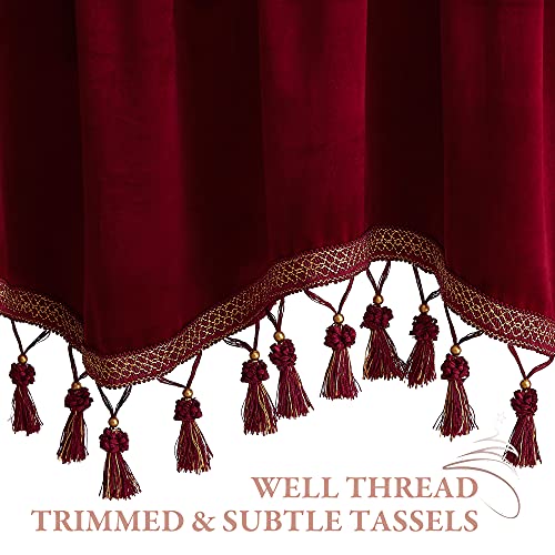 StangH Red Velvet Valances with Tassels 52x18 Inch, Pack of 2, Home Decor