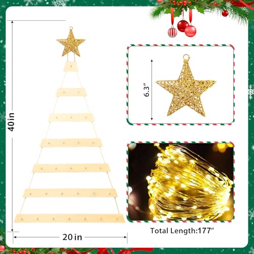 VAIPI Wooden 40in Wall Hanging Christmas Tree with Lights - 40'' x 20'' (Variation: Wooden-40inch)