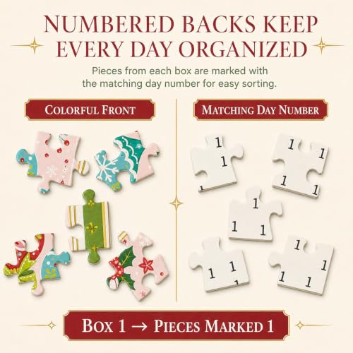 Christmas Advent Calendar Jigsaw Puzzle for Adults - 24 Days of Festive Scenes, 1008 Pieces