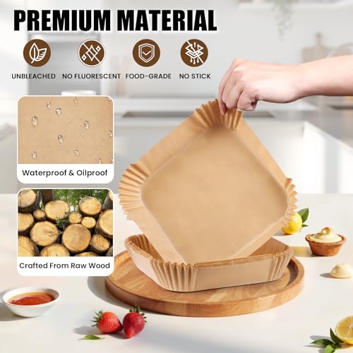 8-Inch Disposable Air Fryer Liners - Unbleached Parchment Paper (200 Pack)