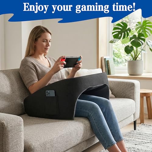 Ergonomic Memory Foam Reading Pillow with Cup Holder & Pocket