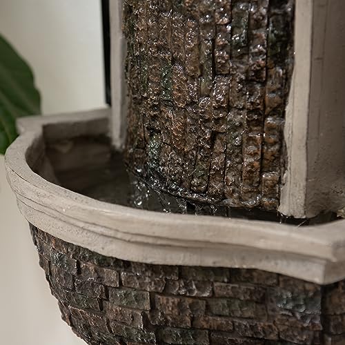 Wall-Mounted Waterfall Fountain, Indoor Outdoor Polyresin Water Feature