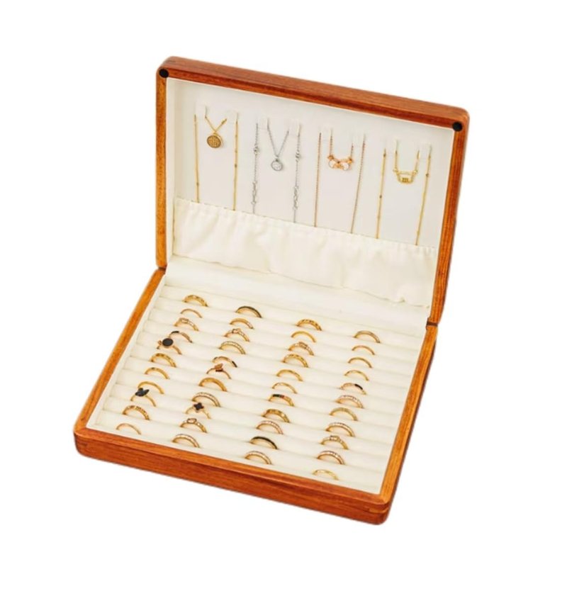 Bescott Solid Wood Rings Cufflink Earrings Necklace Jewelry Box For Drawer Organizer Storage For Multiple Rings Wooden Case Holders For Women Men Gift
