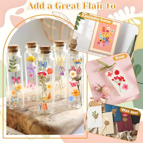 318 PCS Dried Pressed Flowers and Butterfly Stickers Set for DIY Crafts