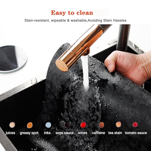 Black Vinyl Placemats Set of 6 - Waterproof, Heat Resistant Table Mats