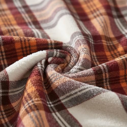 Reversible Plaid Sherpa Throw Blanket - Ultra Soft Fleece 50x60