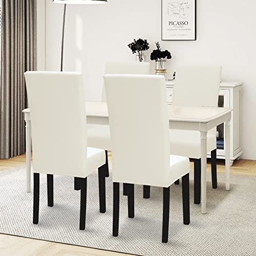 Stretch Dining Chair Slipcovers Set of 4, Ivory - Wrinkle-Free & Durable