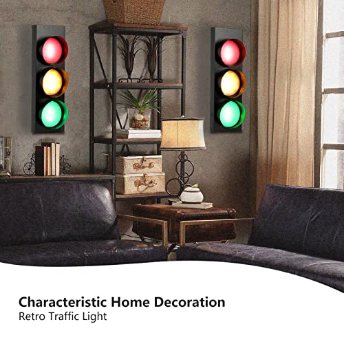 HOMIER 1-Side 3-Light Traffic Light Wall Lamp Remote Control Retro Decor