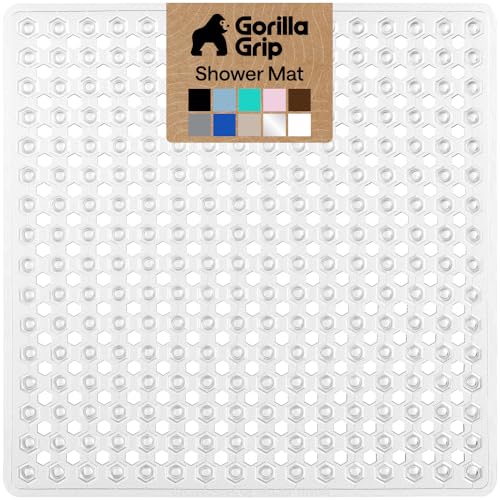 Square Shower Stall Mat 21x21 Inch - Non-Slip Pebble Texture Bath Mat