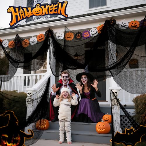Black Creepy Cloth Halloween Gauze Decor - 40 x 200 Inch Haunted House Fabric