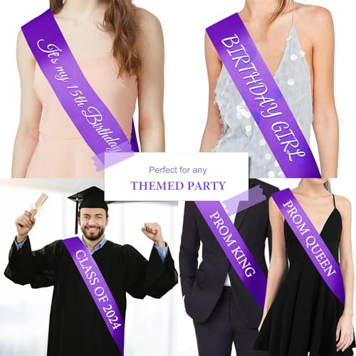 Customizable Purple Satin Sash for Weddings, Birthdays & Graduations