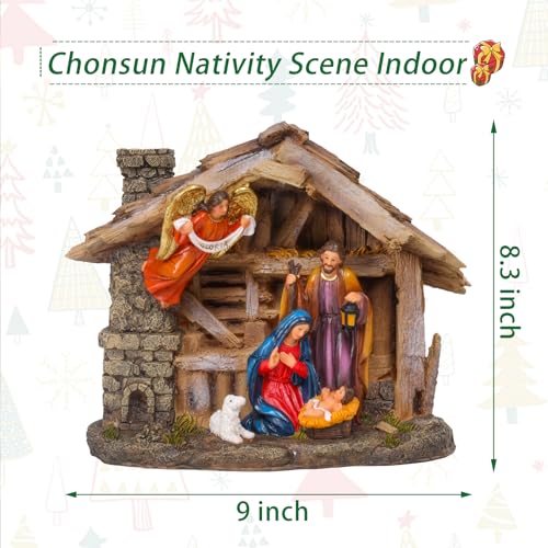 8.3-Inch Musical Nativity Village Scene with Christmas Figurines