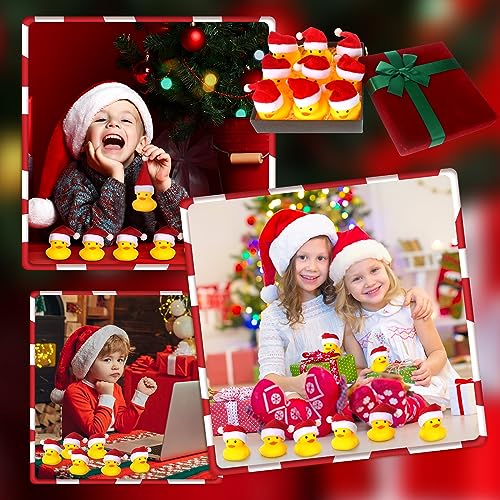 Liliful Christmas Mini Rubber Ducks with Hat 48 Pcs – Santa Hat Ducks 24 Yellow / 24 Red (24 / Santa Hat variant)