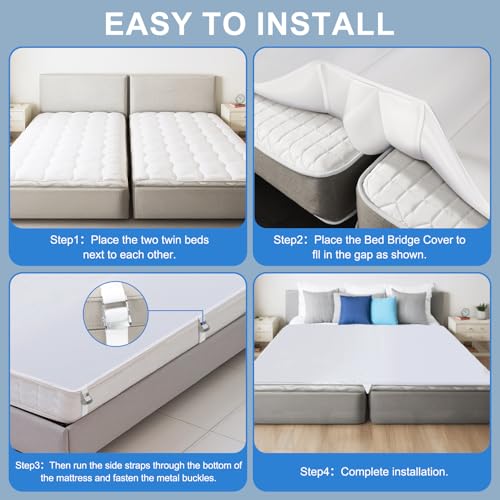 3-in-1 Bed Bridge Twin to King Converter with Fitted Sheet - 78" x 75"