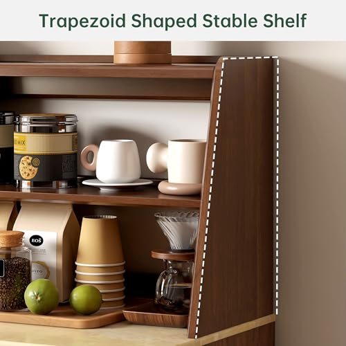Solid Beech Wood Kitchen Countertop Hutch Organizer with Pegboard, 47.6 Inch