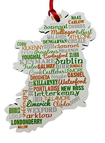 Ireland Ornament – Wooden Christmas Tree Decor with Irish Town Names, 4"