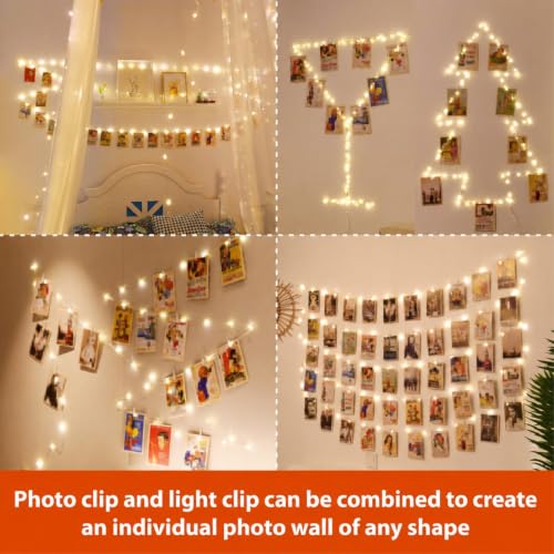 HXWEIYE 40Ft 120LED Photo Clips String Light with Remote and USB
