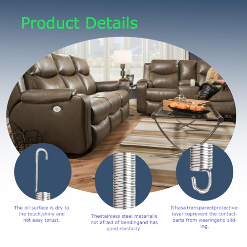 7-Inch Recliner Tension Springs Replacement - Heavy-Duty Stainless Steel (2-Pack)