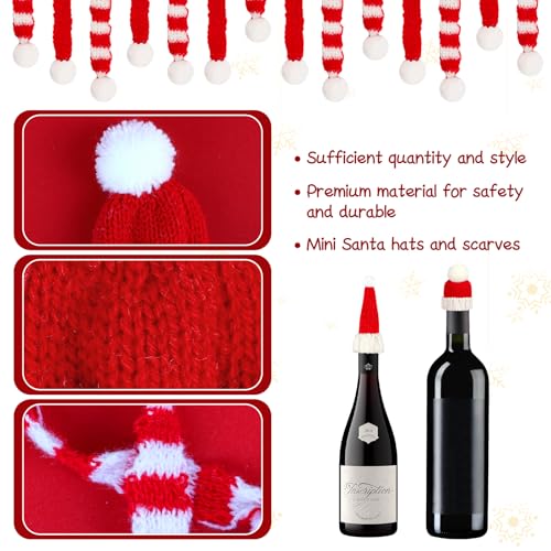DIYASY 36 Pcs Mini Santa Hats & Christmas Scarf Set for Crafts and Ornaments