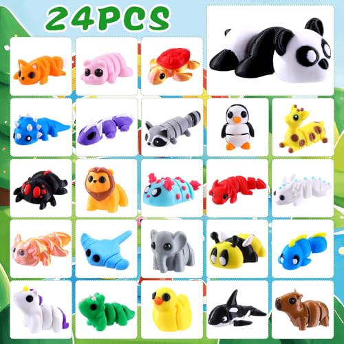 24 Days Christmas Advent Calendar with Articulated 3D Animal Fidget Toys