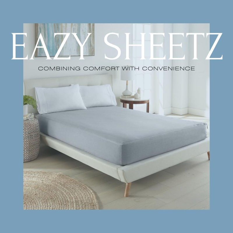 Eazy Sheetz® Flatz: Hybrid Top Sheet - Elastic Fitted Bottom Corners with Classic, Flat Top Corners (This is NOT A Zipper Sheet!) (Gray) Crisp Cotton - King Flat - Standard, Short, or RV - FLKG