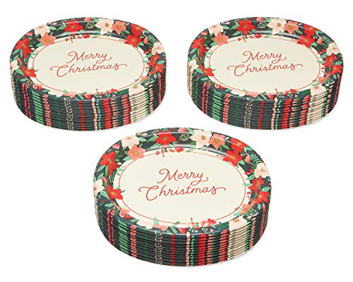 Christmas Platter - 36-Pack 12.25-Inch Winter Floral Paper Dinner Plates