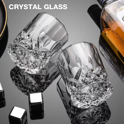 Old Fashioned Whiskey Glass Set of 4 with Ice Ball Molds - 11 Oz Rocks Glasses