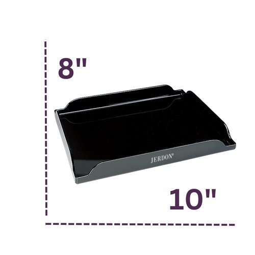 JERDON Black Coffee Maker Tray - 8" by 10" Plastic Tray for Countertop Organization - Raised Edges Designed to Hold Spilled Liquid -Non-Slip - Great for Kitchens or Bathroom Vanity - CMT10B