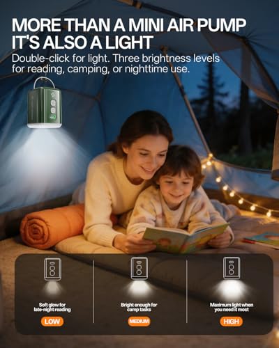 Rechargeable Mini Air Pump for Inflatables with Camping Light