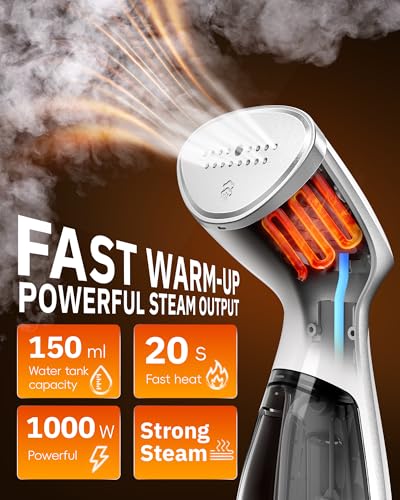 OGHom Portable Travel Handheld Garment Steamer 1000W White