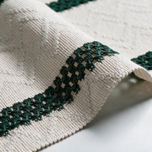 Artoid Mode Forest Green Stripe Woven Table Runner 12x90 Inch