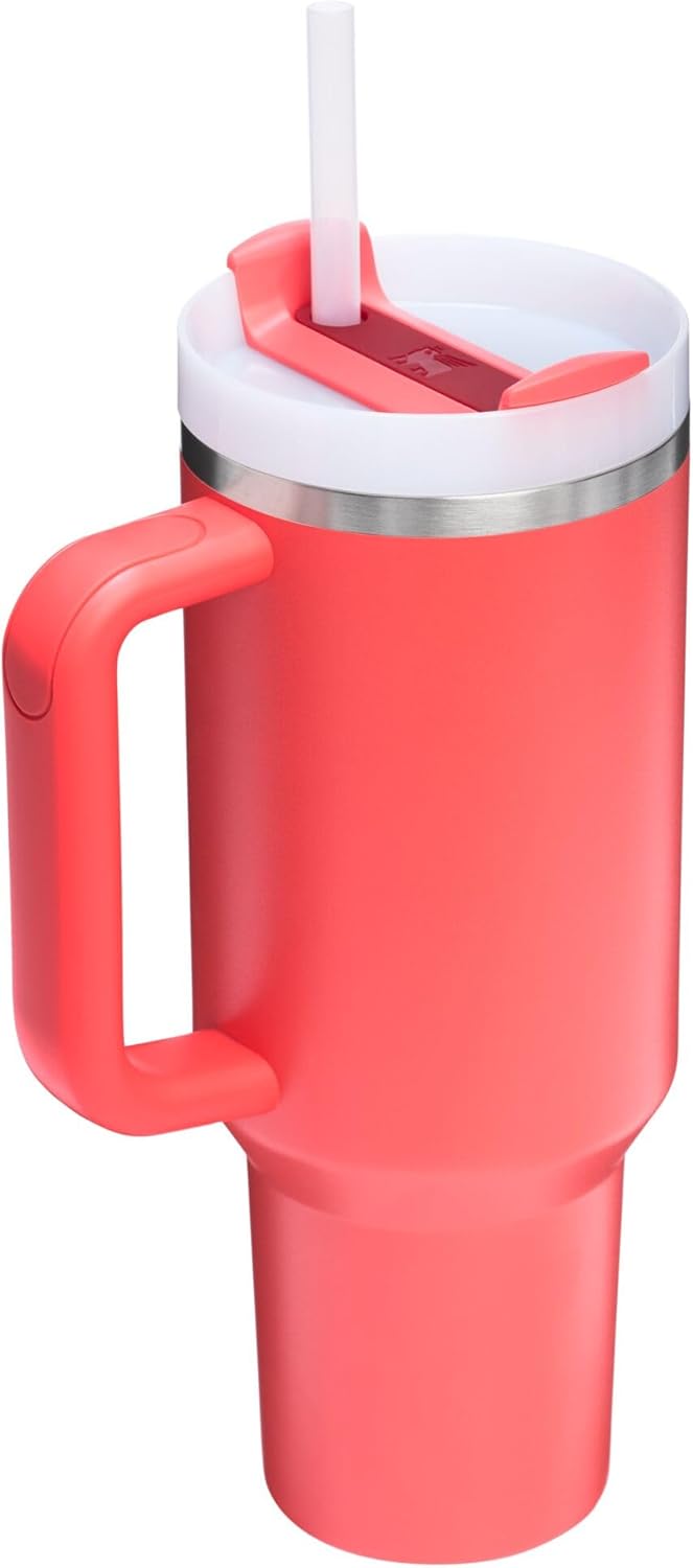 Stanley Quencher H2.0 Tumbler - 40 oz Insulated Stainless Steel Cup with Handle & Straw | BPA-Free Hot Coral