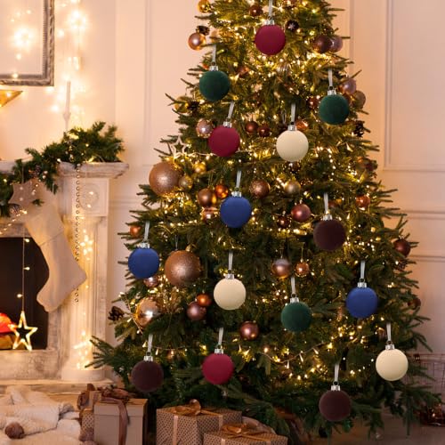12 Pcs Christmas Tree Decorations Velvet Ornaments (Green)