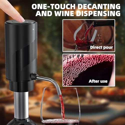 AREYCVK Black-ABS Electric Wine Aerator & Dispenser, USB Rechargeable, Automatic Wine Pourer for Wine Lovers