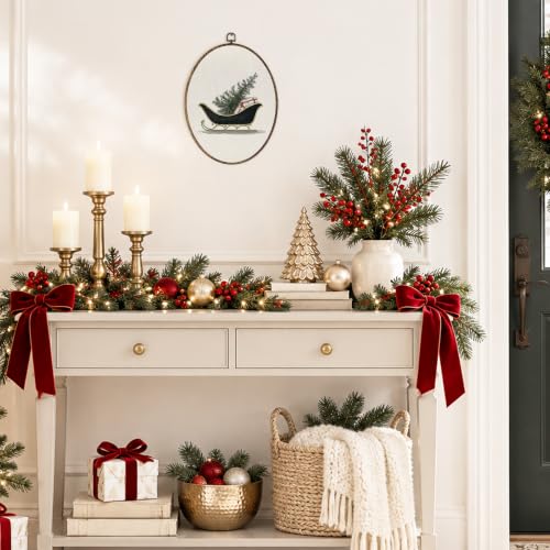 OINDADE Vintage Winter Holiday Christmas Sleigh Oval Wall Art – Tree Variation
