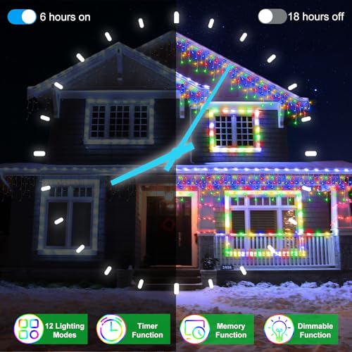 WUXYIYANG 132ft LED Christmas Lights 1332 LEDs, 296 Drops, 12 Modes, Multicolor