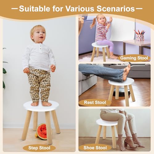 2-Pack Wooden Step Stool for Kids - Natural Wood Toddler Chair