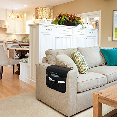 Non-Slip Sofa Armrest Organizer with 5 Pockets for Remote Control & Tablet