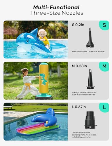 Cordless Electric Air Pump with 5000mAh Battery & 3 Nozzles