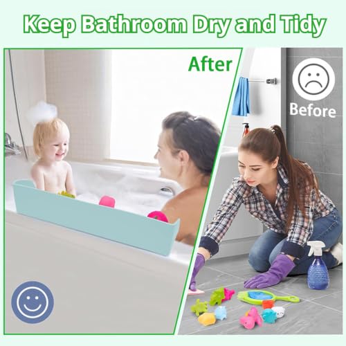 Silicone Bathtub Splash Guard for Kids with Toy Organizer Shelf