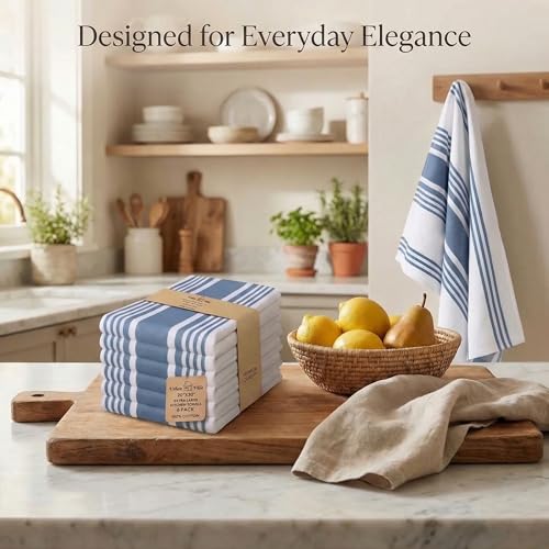 100% Cotton Kitchen Towels 20x30 Inch - Absorbent Dish Towels (Set of 6)