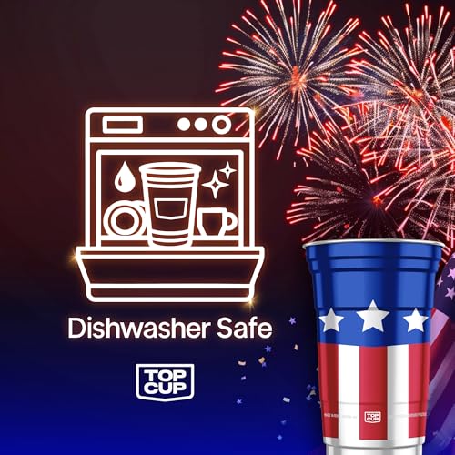 Top Cup Reusable Aluminum Party Cups, 20 oz, 20 Count, Americana