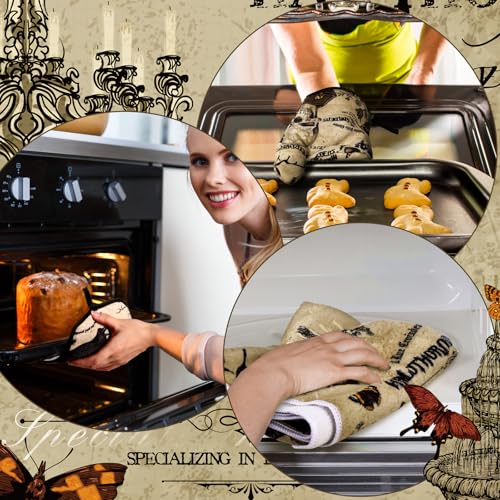 12-Piece Gothic Kitchen Set: Raven Skull Oven Mitts, Pot Holders & Towels