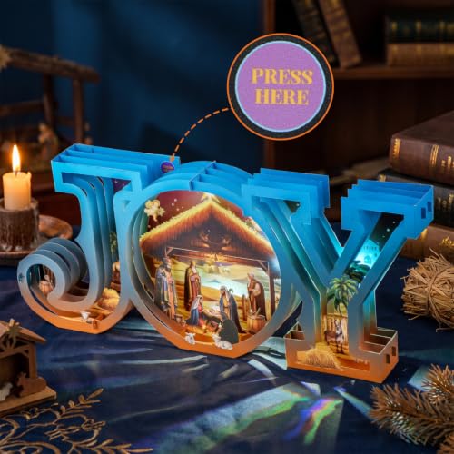 Pop Up Christmas Nativity Scene Greeting Card Set with Lights & Music 14x6