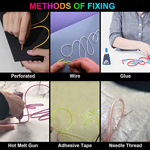 5-Pack 9.8ft EL Wire Neon Glow Rope Lights, Battery Powered for DIY Decor