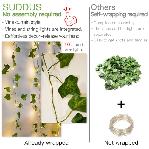 Suddus LED Ivy Vine Curtain Lights 6.5x6.5ft with Remote
